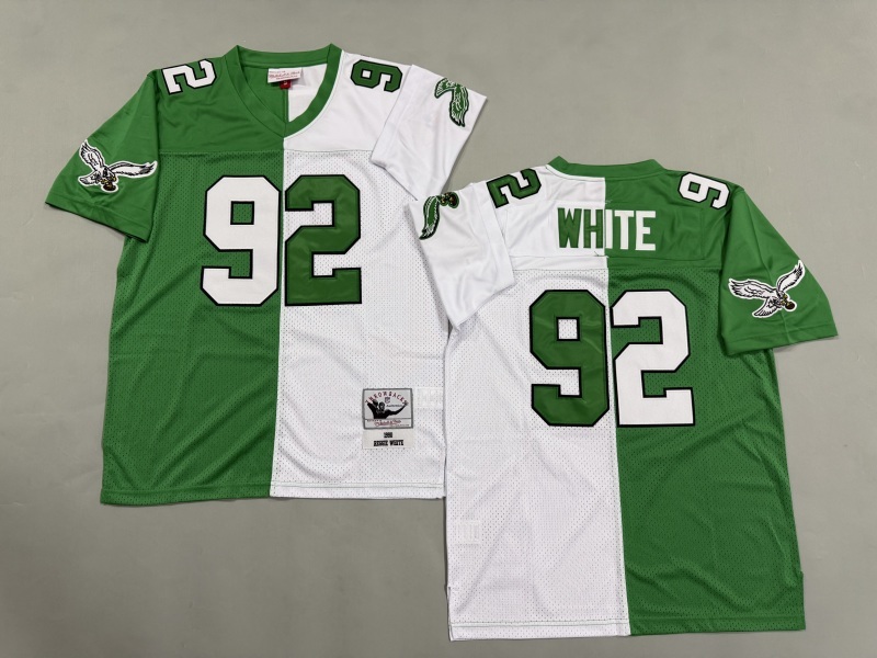 Men 2025 Philadelphia Eagles #92 R.White white green Throwback Limited NFL Jersey style 001